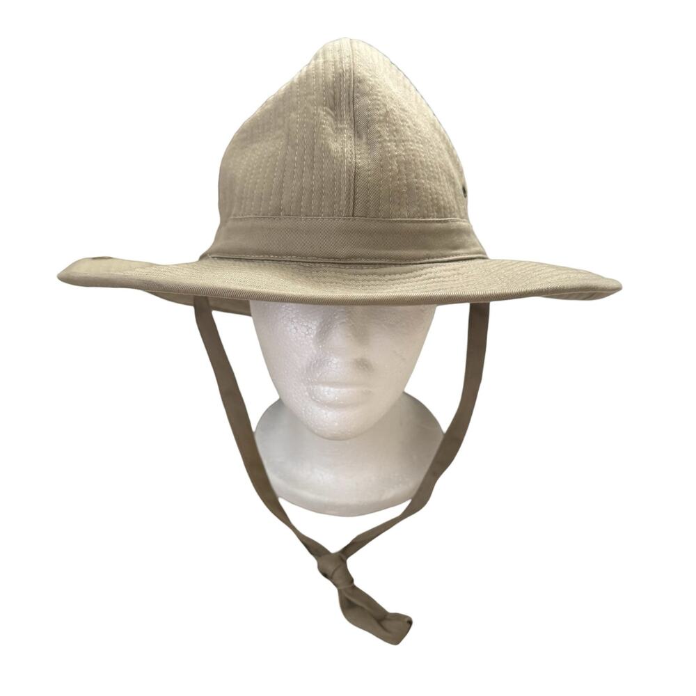 Vintage 1980s BANANA REPUBLIC Khaki Safari Hat Sz Small Adult Cotton Strap Snap